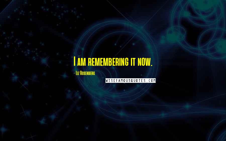 Liz Rosenberg Quotes: I am remembering it now.