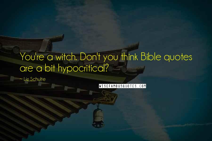 Liz Schulte Quotes: You're a witch. Don't you think Bible quotes are a bit hypocritical?