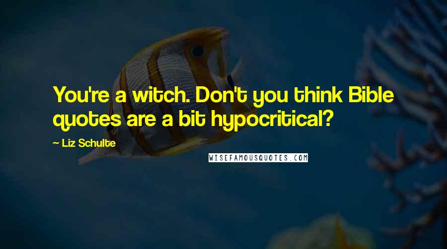 Liz Schulte Quotes: You're a witch. Don't you think Bible quotes are a bit hypocritical?