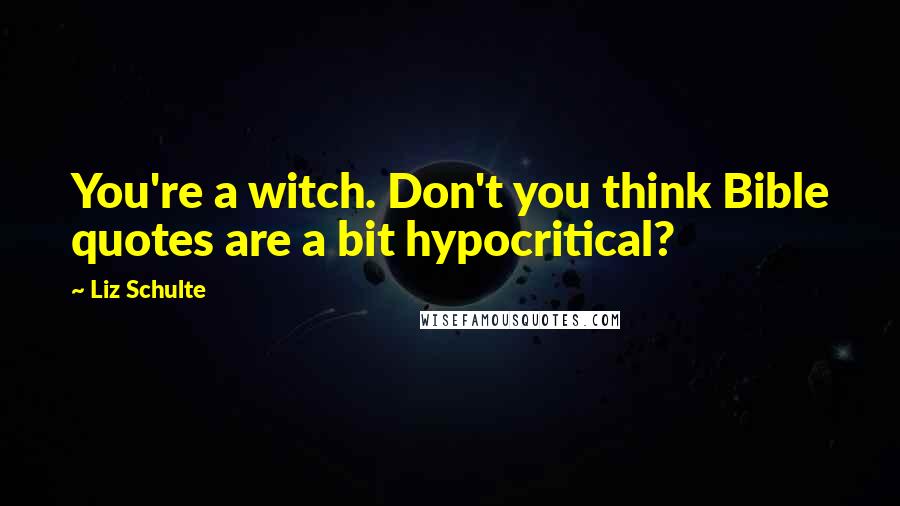 Liz Schulte Quotes: You're a witch. Don't you think Bible quotes are a bit hypocritical?