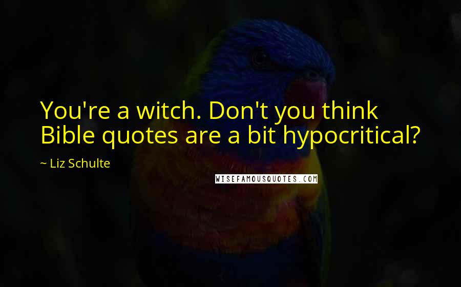 Liz Schulte Quotes: You're a witch. Don't you think Bible quotes are a bit hypocritical?