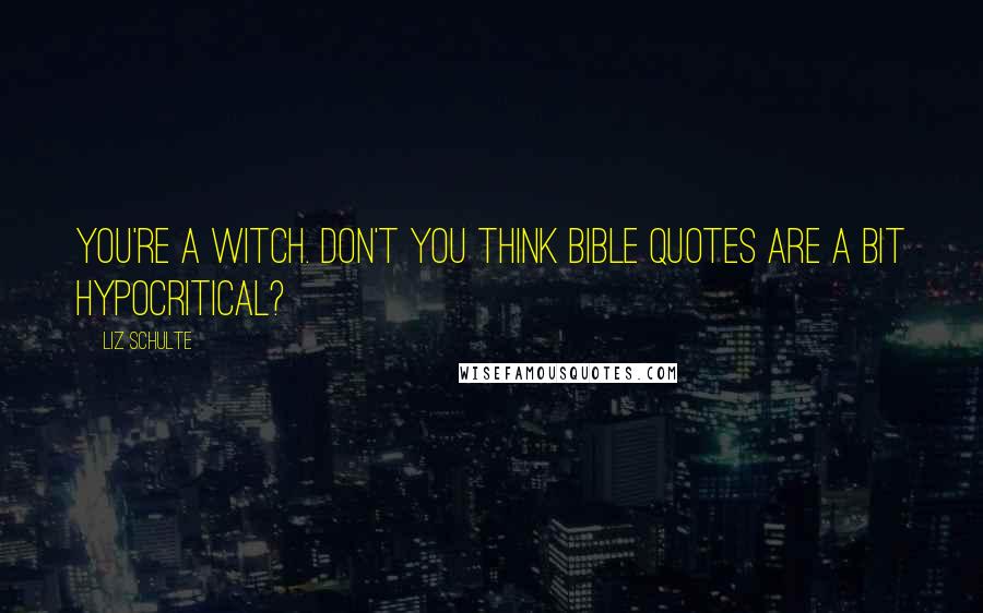 Liz Schulte Quotes: You're a witch. Don't you think Bible quotes are a bit hypocritical?