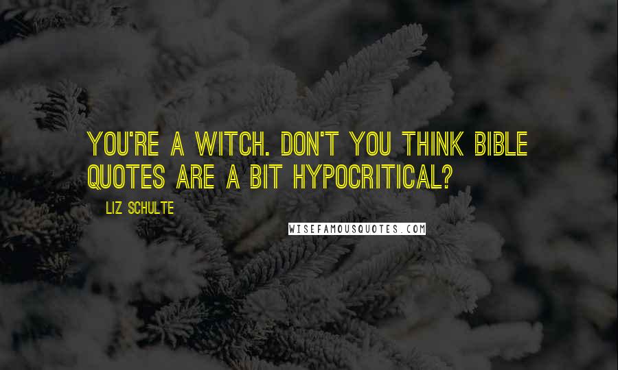 Liz Schulte Quotes: You're a witch. Don't you think Bible quotes are a bit hypocritical?