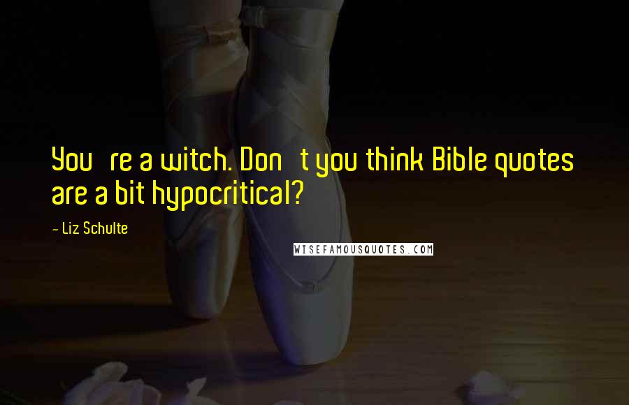Liz Schulte Quotes: You're a witch. Don't you think Bible quotes are a bit hypocritical?