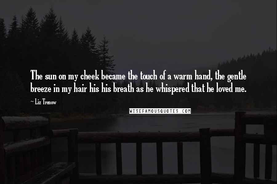 Liz Trenow Quotes: The sun on my cheek became the touch of a warm hand, the gentle breeze in my hair his his breath as he whispered that he loved me.