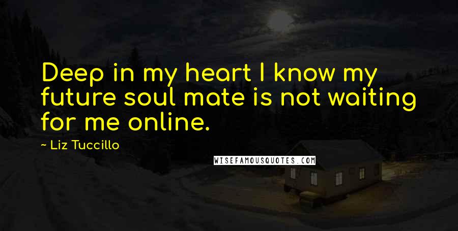 Liz Tuccillo Quotes: Deep in my heart I know my future soul mate is not waiting for me online.