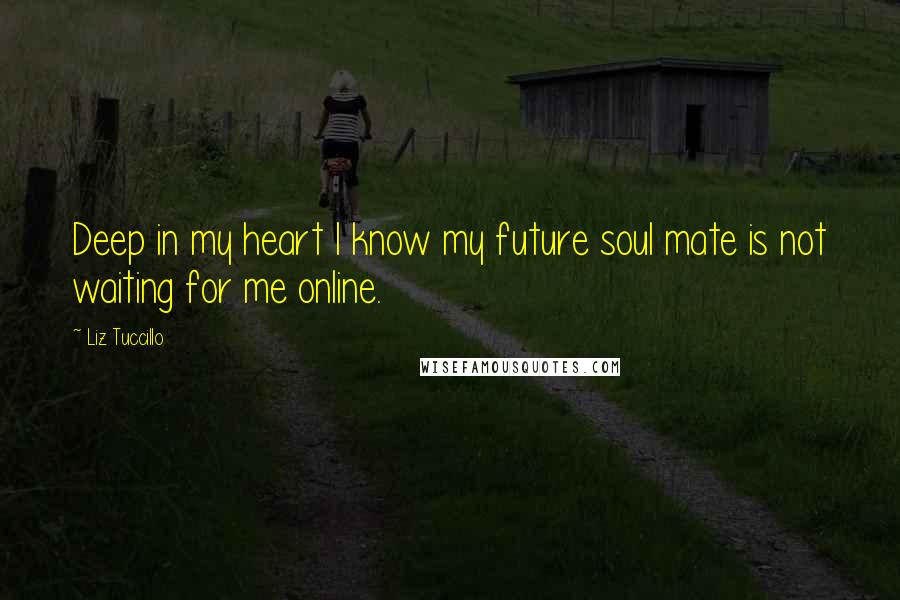 Liz Tuccillo Quotes: Deep in my heart I know my future soul mate is not waiting for me online.