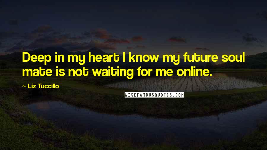 Liz Tuccillo Quotes: Deep in my heart I know my future soul mate is not waiting for me online.
