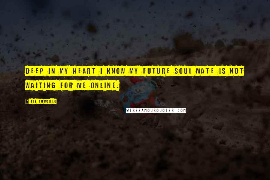 Liz Tuccillo Quotes: Deep in my heart I know my future soul mate is not waiting for me online.