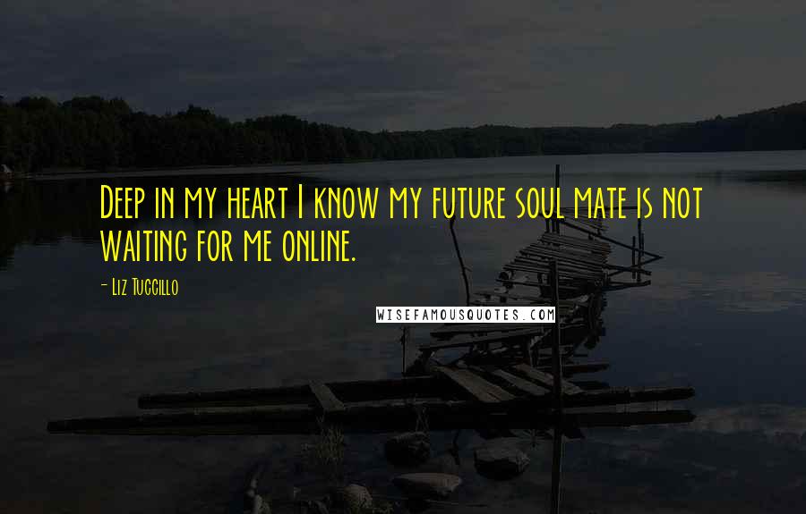 Liz Tuccillo Quotes: Deep in my heart I know my future soul mate is not waiting for me online.