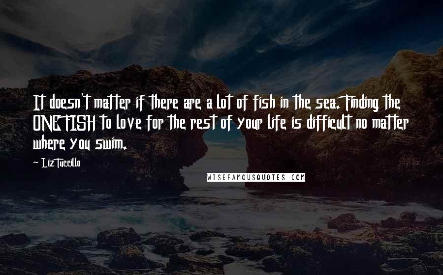 Liz Tuccillo Quotes: It doesn't matter if there are a lot of fish in the sea. Finding the ONE FISH to love for the rest of your life is difficult no matter where you swim.