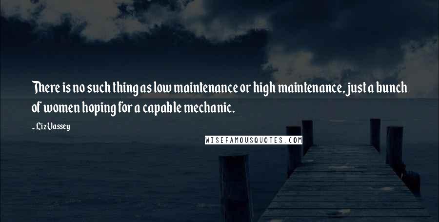 Liz Vassey Quotes: There is no such thing as low maintenance or high maintenance, just a bunch of women hoping for a capable mechanic.