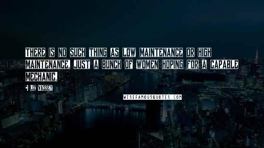 Liz Vassey Quotes: There is no such thing as low maintenance or high maintenance, just a bunch of women hoping for a capable mechanic.