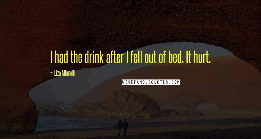 Liza Minnelli Quotes: I had the drink after I fell out of bed. It hurt.