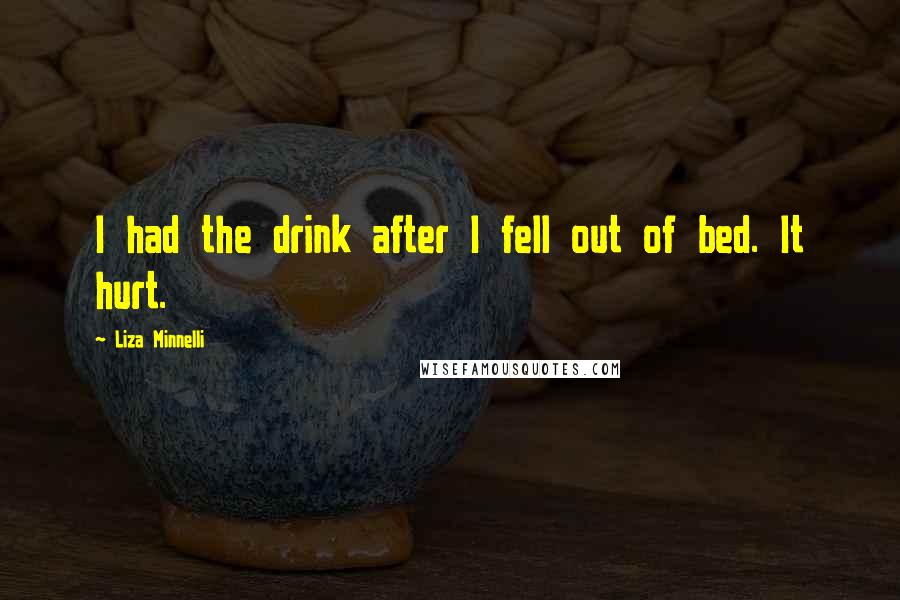 Liza Minnelli Quotes: I had the drink after I fell out of bed. It hurt.