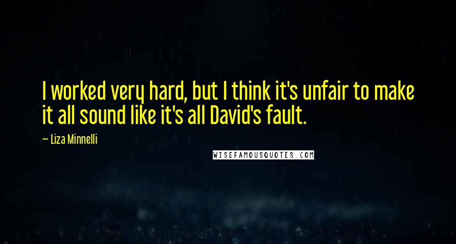 Liza Minnelli Quotes: I worked very hard, but I think it's unfair to make it all sound like it's all David's fault.