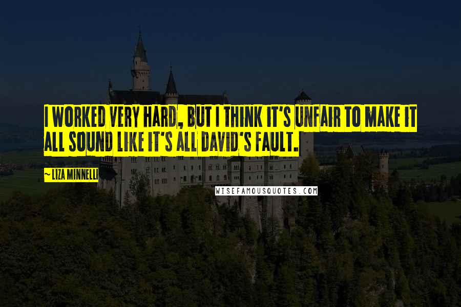 Liza Minnelli Quotes: I worked very hard, but I think it's unfair to make it all sound like it's all David's fault.