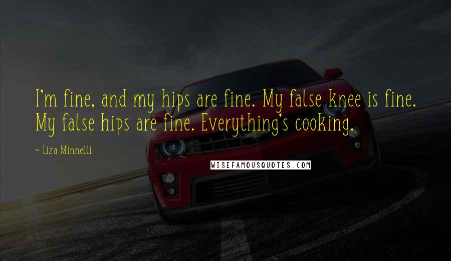 Liza Minnelli Quotes: I'm fine, and my hips are fine. My false knee is fine. My false hips are fine. Everything's cooking.