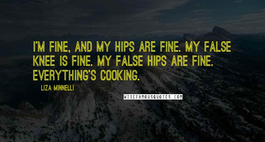 Liza Minnelli Quotes: I'm fine, and my hips are fine. My false knee is fine. My false hips are fine. Everything's cooking.