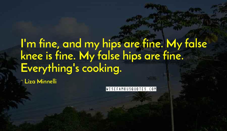 Liza Minnelli Quotes: I'm fine, and my hips are fine. My false knee is fine. My false hips are fine. Everything's cooking.