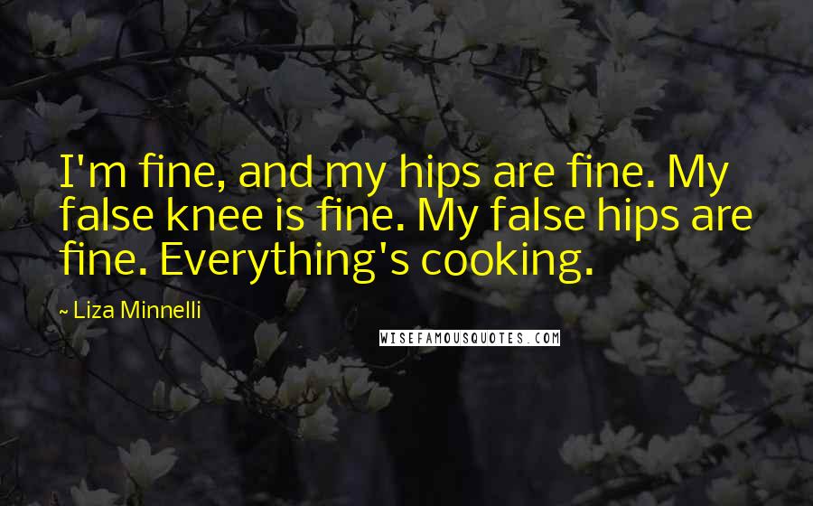 Liza Minnelli Quotes: I'm fine, and my hips are fine. My false knee is fine. My false hips are fine. Everything's cooking.