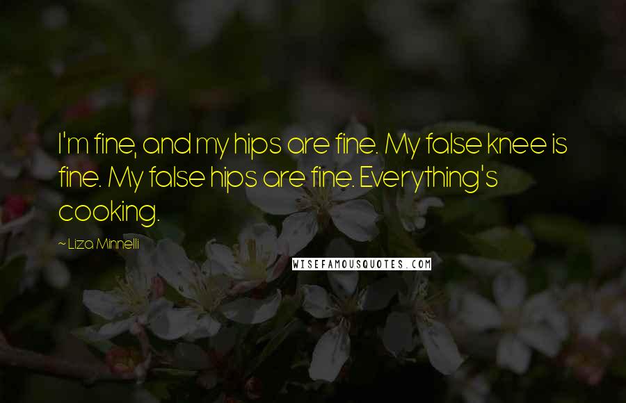 Liza Minnelli Quotes: I'm fine, and my hips are fine. My false knee is fine. My false hips are fine. Everything's cooking.