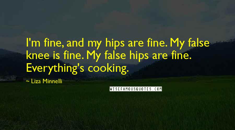 Liza Minnelli Quotes: I'm fine, and my hips are fine. My false knee is fine. My false hips are fine. Everything's cooking.