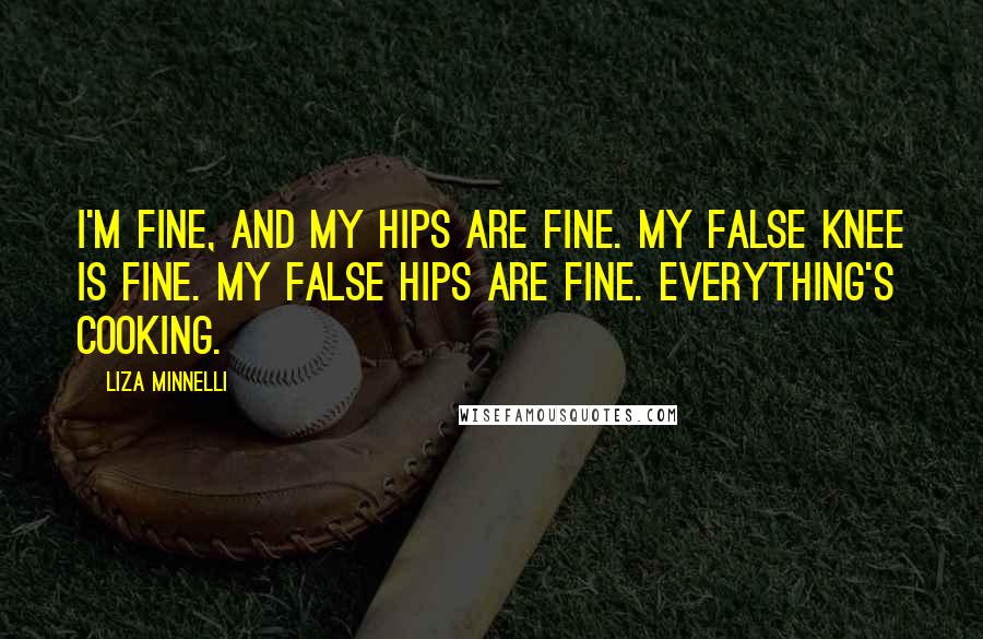 Liza Minnelli Quotes: I'm fine, and my hips are fine. My false knee is fine. My false hips are fine. Everything's cooking.