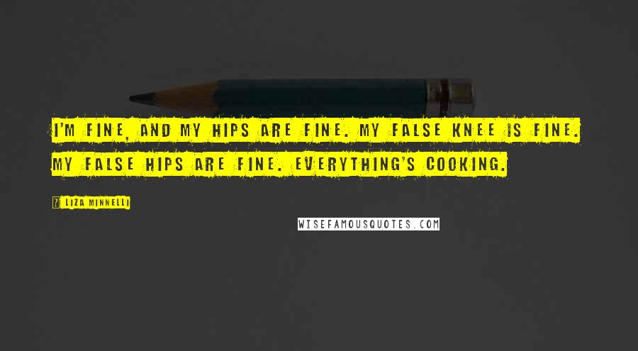 Liza Minnelli Quotes: I'm fine, and my hips are fine. My false knee is fine. My false hips are fine. Everything's cooking.