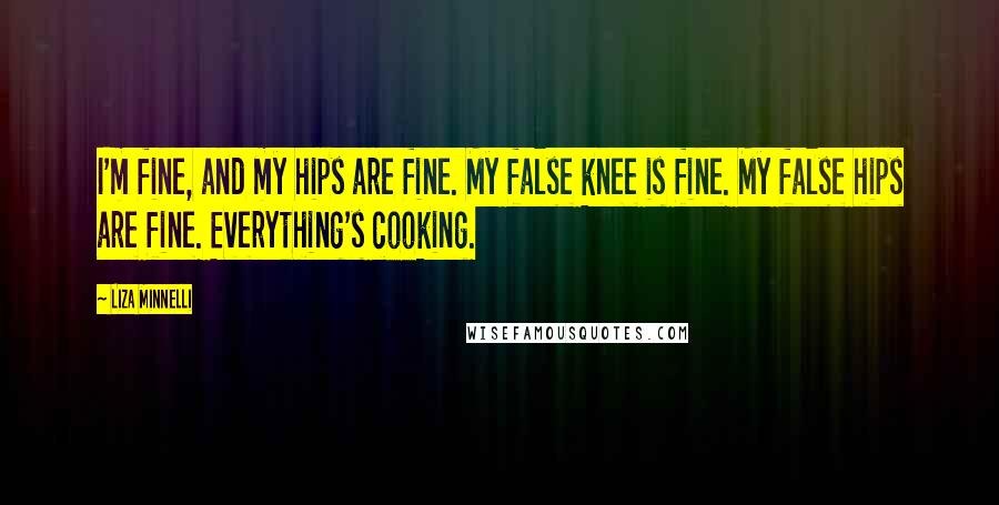 Liza Minnelli Quotes: I'm fine, and my hips are fine. My false knee is fine. My false hips are fine. Everything's cooking.