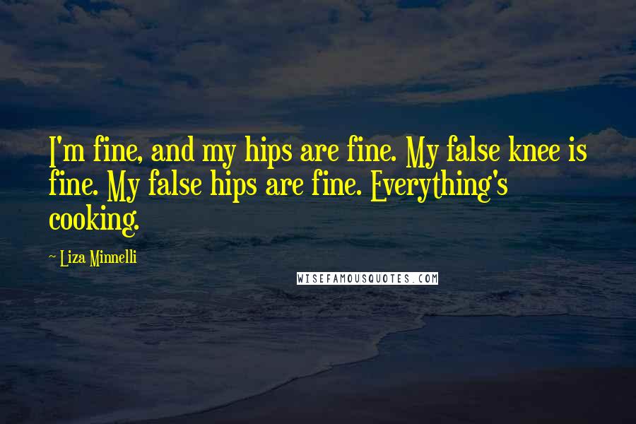 Liza Minnelli Quotes: I'm fine, and my hips are fine. My false knee is fine. My false hips are fine. Everything's cooking.