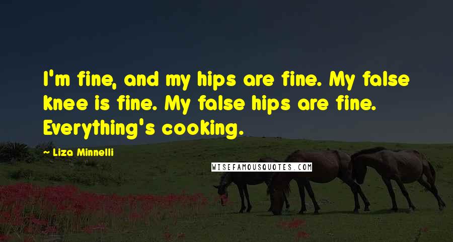 Liza Minnelli Quotes: I'm fine, and my hips are fine. My false knee is fine. My false hips are fine. Everything's cooking.