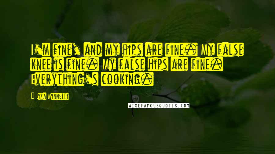 Liza Minnelli Quotes: I'm fine, and my hips are fine. My false knee is fine. My false hips are fine. Everything's cooking.