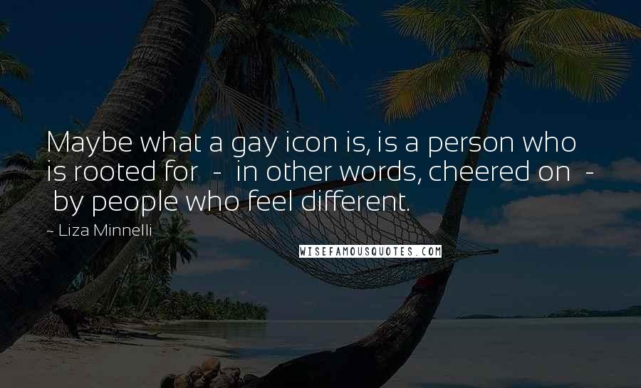 Liza Minnelli Quotes: Maybe what a gay icon is, is a person who is rooted for  -  in other words, cheered on  -  by people who feel different.