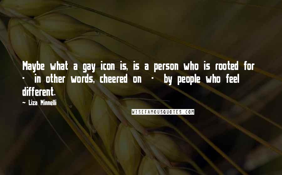 Liza Minnelli Quotes: Maybe what a gay icon is, is a person who is rooted for  -  in other words, cheered on  -  by people who feel different.