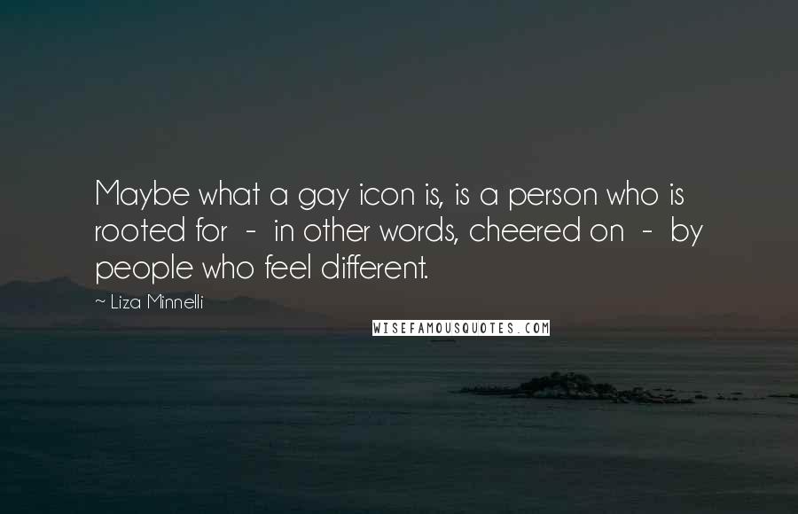 Liza Minnelli Quotes: Maybe what a gay icon is, is a person who is rooted for  -  in other words, cheered on  -  by people who feel different.