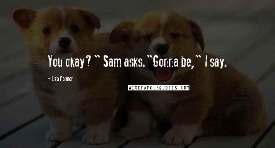 Liza Palmer Quotes: You okay?" Sam asks."Gonna be," I say.