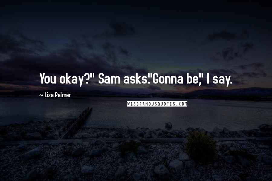 Liza Palmer Quotes: You okay?" Sam asks."Gonna be," I say.