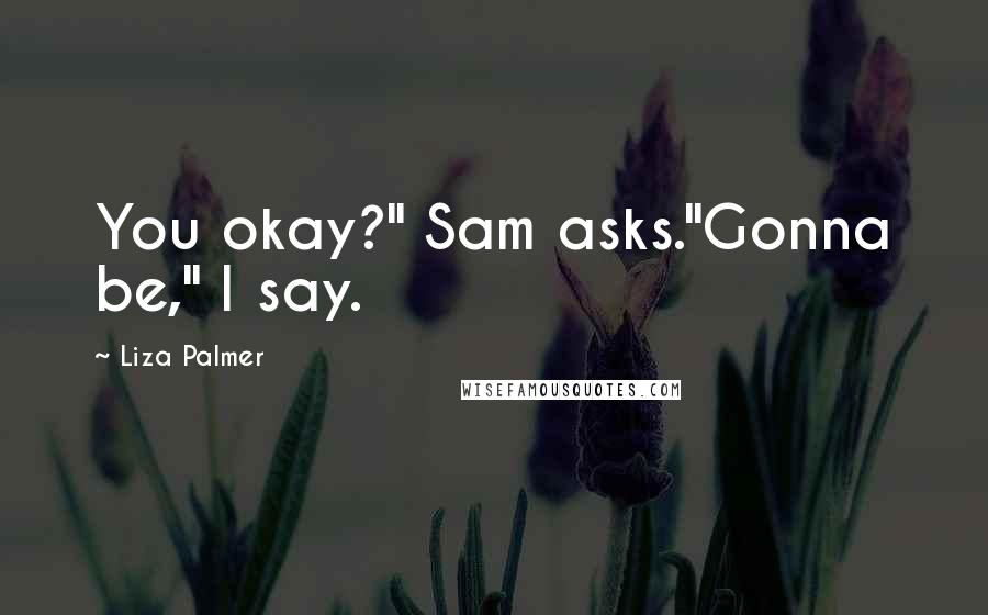 Liza Palmer Quotes: You okay?" Sam asks."Gonna be," I say.
