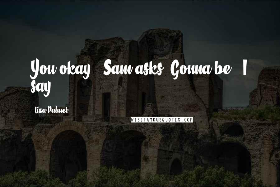 Liza Palmer Quotes: You okay?" Sam asks."Gonna be," I say.