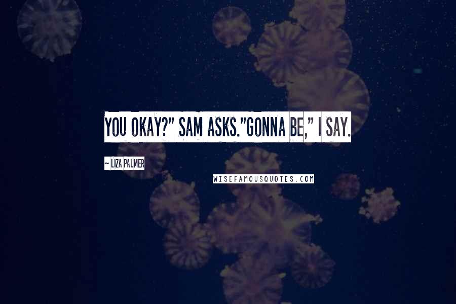 Liza Palmer Quotes: You okay?" Sam asks."Gonna be," I say.