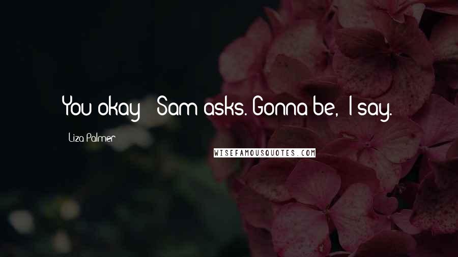 Liza Palmer Quotes: You okay?" Sam asks."Gonna be," I say.