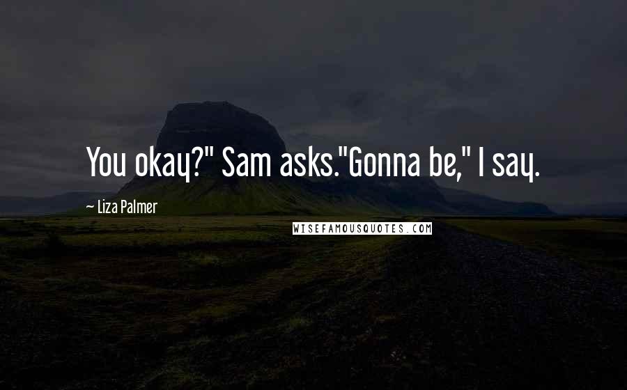 Liza Palmer Quotes: You okay?" Sam asks."Gonna be," I say.