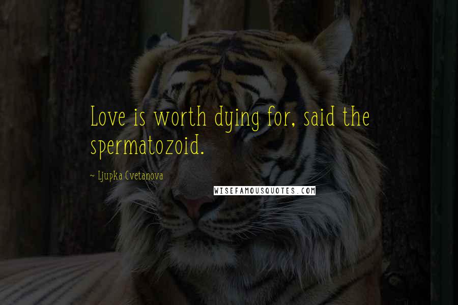 Ljupka Cvetanova Quotes: Love is worth dying for, said the spermatozoid.