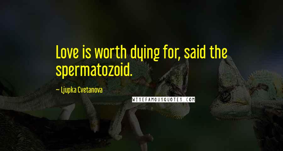 Ljupka Cvetanova Quotes: Love is worth dying for, said the spermatozoid.