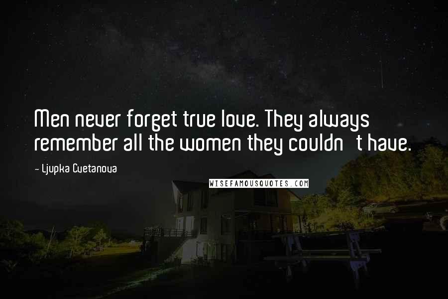 Ljupka Cvetanova Quotes: Men never forget true love. They always remember all the women they couldn't have.