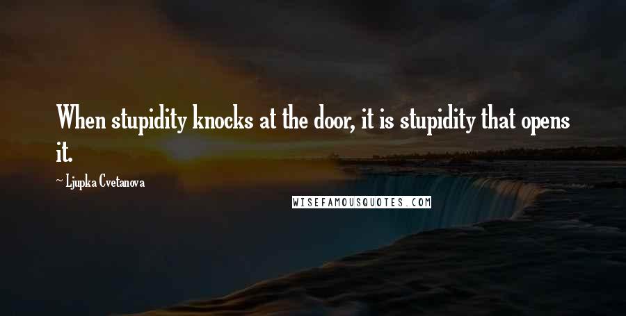 Ljupka Cvetanova Quotes: When stupidity knocks at the door, it is stupidity that opens it.