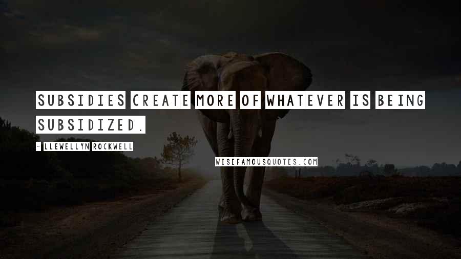 Llewellyn Rockwell Quotes: Subsidies create more of whatever is being subsidized.