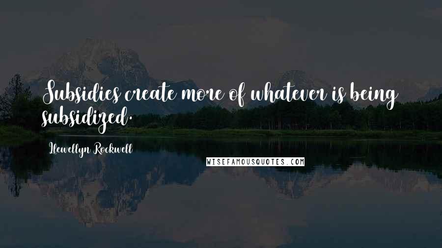 Llewellyn Rockwell Quotes: Subsidies create more of whatever is being subsidized.