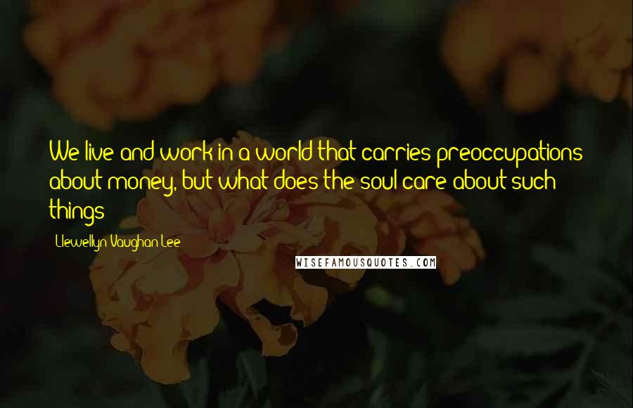 Llewellyn Vaughan-Lee Quotes: We live and work in a world that carries preoccupations about money, but what does the soul care about such things?